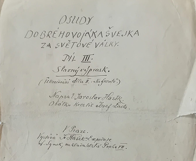 Našli rukopis Švejka. Nejslavnější český román ležel 90 let v archivu nakladatele